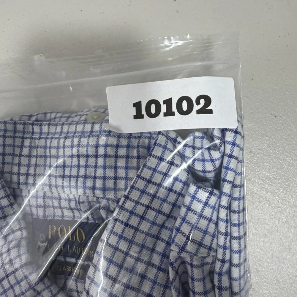 Polo Ralph Lauren Classic Fit Shirt Men Size XL Blue Check Button Up Flesh Pony